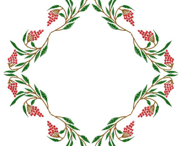 Free grapes center embroidery design
